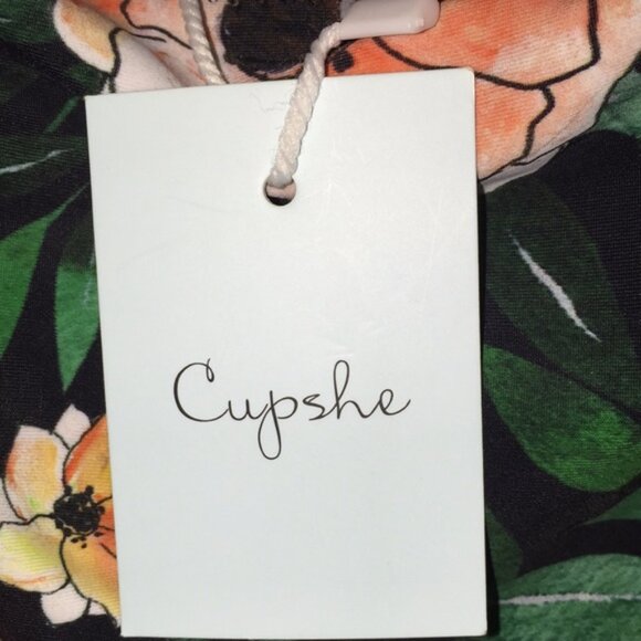 Cupshe Orange Green Black Striped Floral Swimsuit Bathing Suit Size Small - Picture 5 of 13